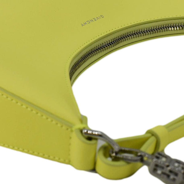 GIVENCHY Moon Cut Out Small Leather Hobo Bag Neon Yellow corner look