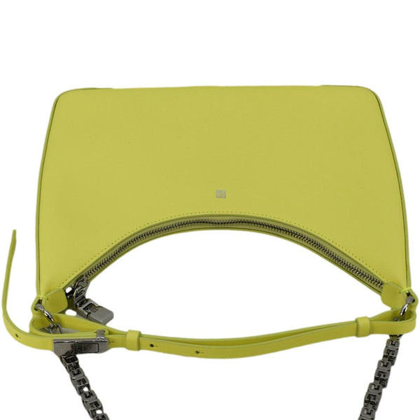 GIVENCHY Moon Cut Out Small Leather Hobo Bag Neon Yellow upper side