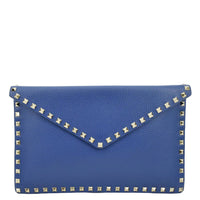 VALENTINO Garavani Rockstud Grainy Envelope Pouch Blue