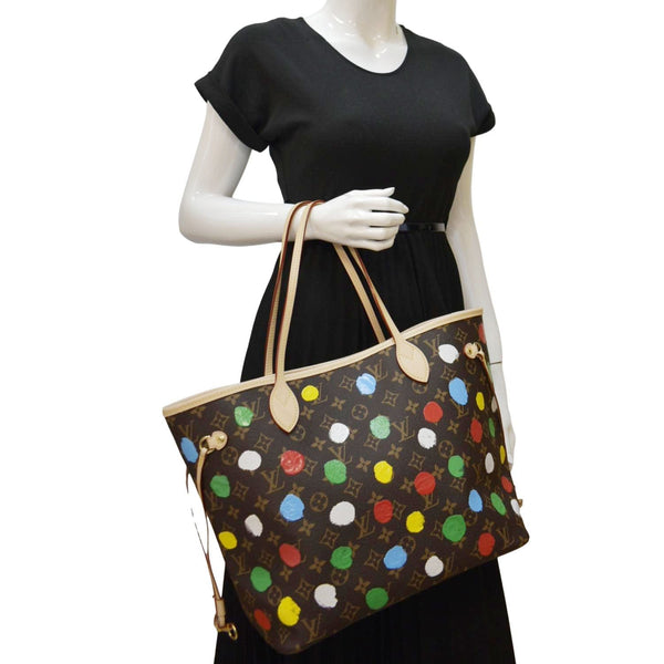 LOUIS VUITTON x YK Neverfull MM Monogram Canvas Shoulder Bag Brown