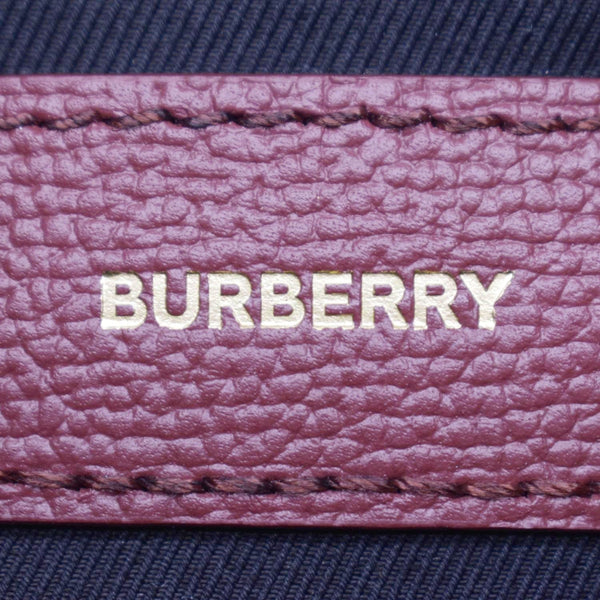 BURBERRY Banner Small House Check Leather Tote Shoulder Bag Maroon