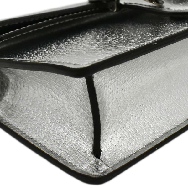 GUCCI Dionysus Super Mini Metallic Leather Crossbody Bag Silver 476432