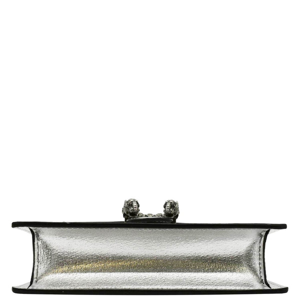 GUCCI Dionysus Super Mini Metallic Leather Crossbody Bag Silver 476432