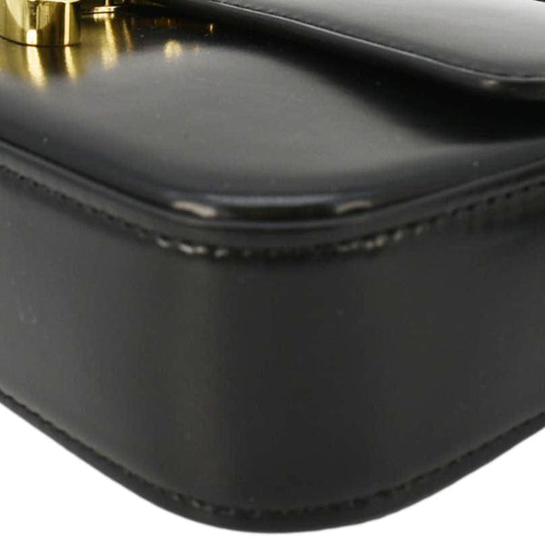 CELINE Triomphe Calfskin Leather Shoulder Bag Black