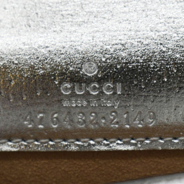 GUCCI Dionysus Super Mini Metallic Leather Crossbody Bag Silver 476432