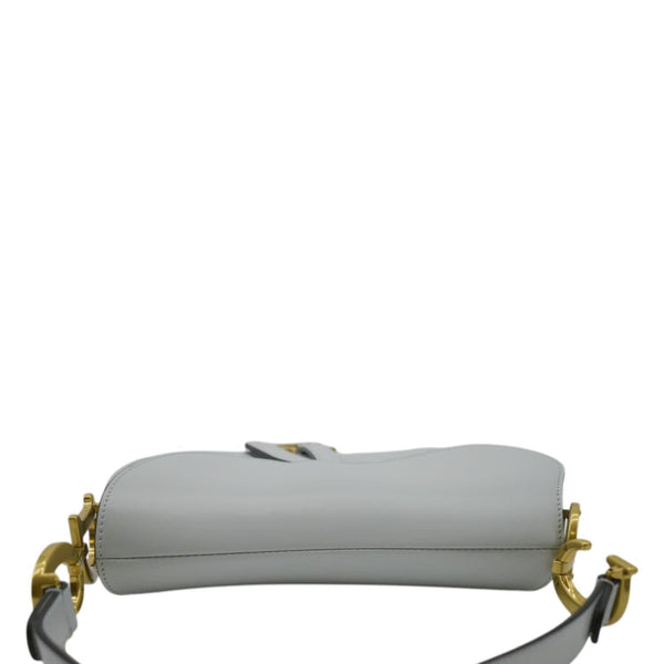 CHRISTIAN DIOR Saddle Smooth Calfskin Leather Satchel Bag Placid Blue