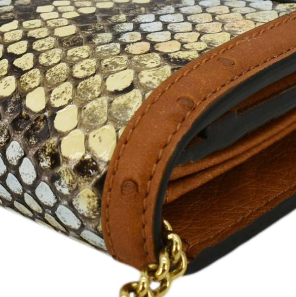GUCCI Diana Python Chain Wallet Crossbody Bag Cloud Natural Gold 658243