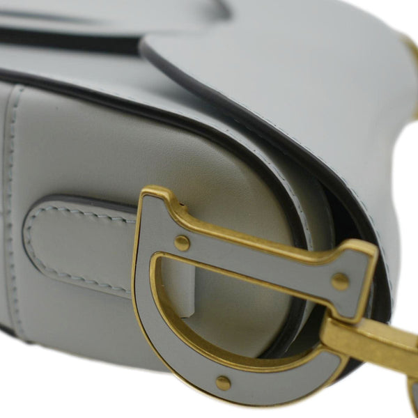 CHRISTIAN DIOR Saddle Smooth Calfskin Leather Satchel Bag Placid Blue