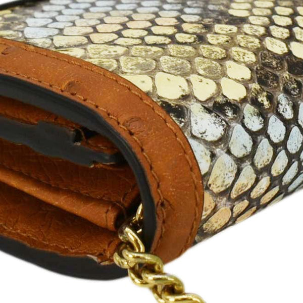 GUCCI Diana Python Chain Wallet Crossbody Bag Cloud Natural Gold 658243