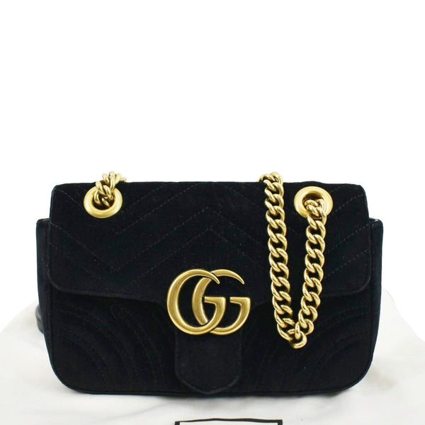 GUCCI GG Marmont Velvet Crossbody Bag Black 446744