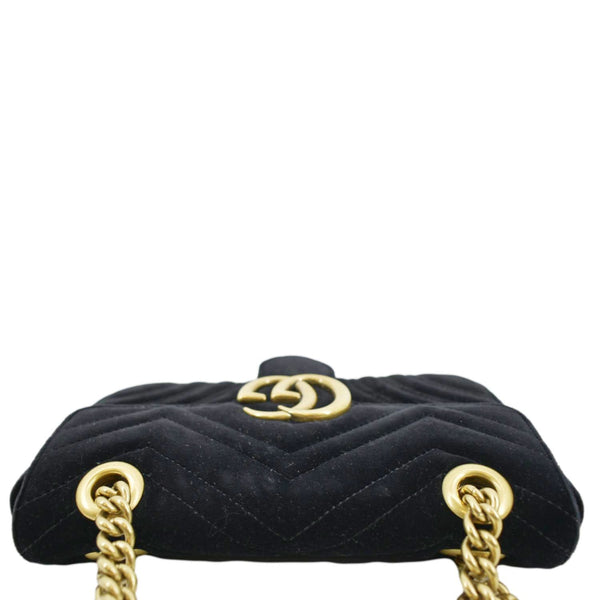 GUCCI GG Marmont Velvet Crossbody Bag Black 446744