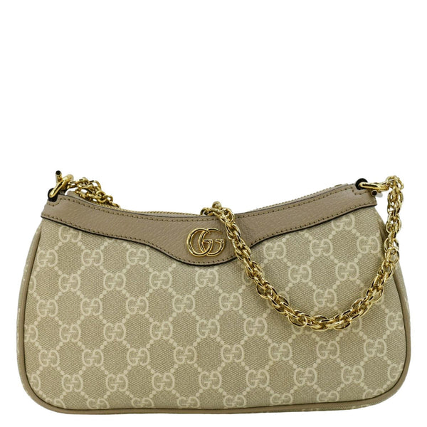 GUCCI Ophidia Web Small GG Supreme Canvas Shoulder Bag Beige 735132
