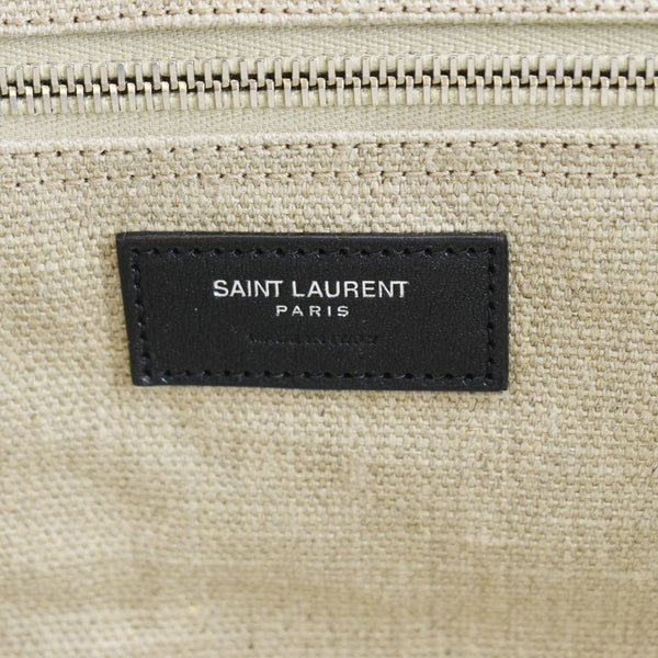 YVES SAINT LAURENT Rive Gauche Small Linen Leather Tote Griege