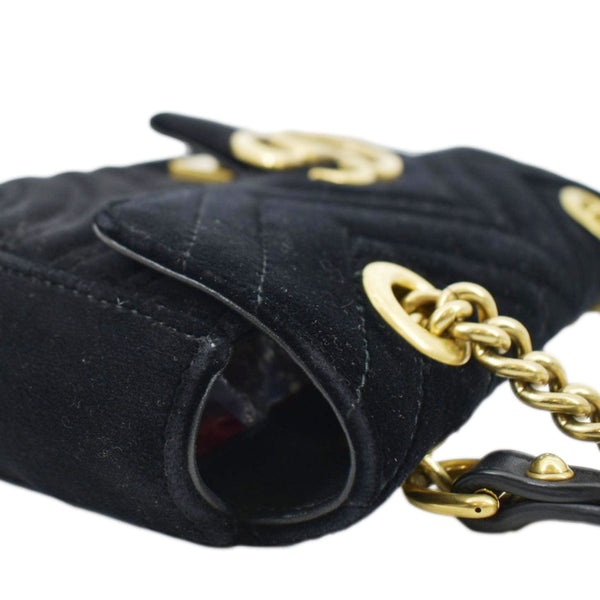 GUCCI GG Marmont Velvet Crossbody Bag Black 446744