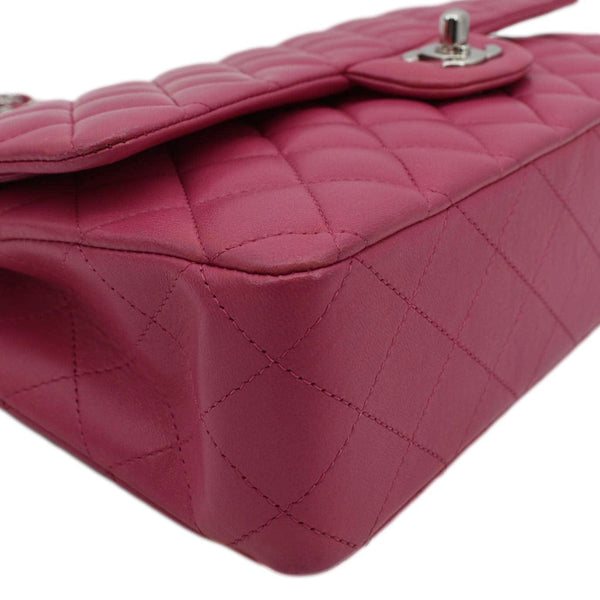 CHANEL Classic Double Flap Quilted Leather Shoulder Bag Rose Pink