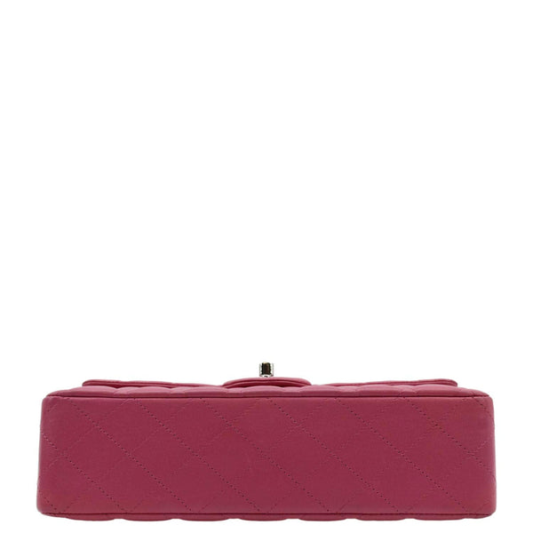 CHANEL Classic Double Flap Quilted Leather Shoulder Bag Rose Pink