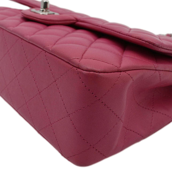 CHANEL Classic Double Flap Quilted Leather Shoulder Bag Rose Pink