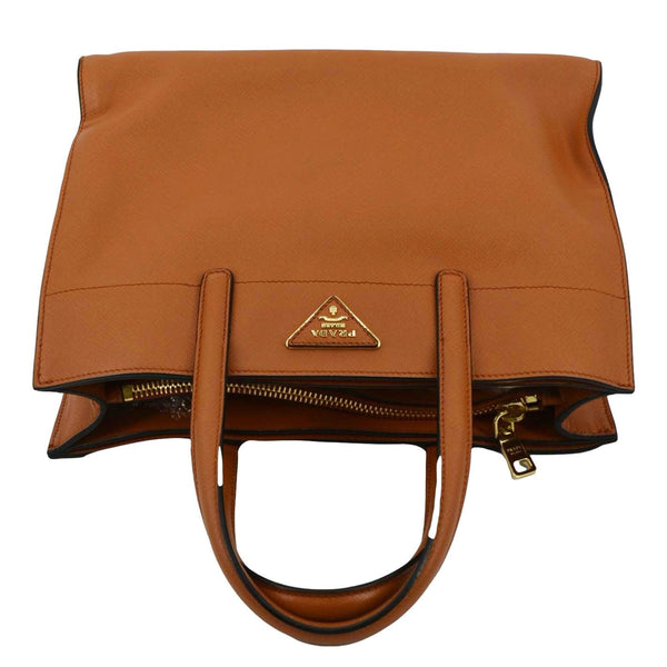 PRADA Saffiano Leather Top Handle Satchel Bag Orange