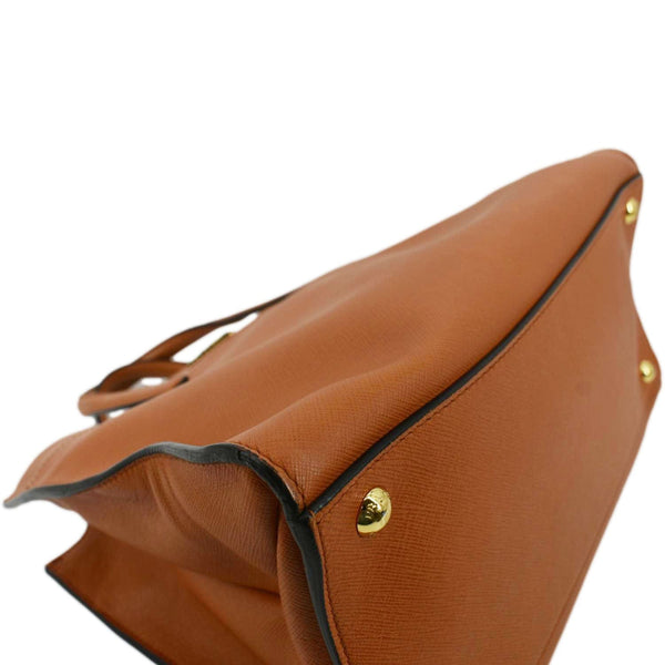 PRADA Saffiano Leather Top Handle Satchel Bag Orange