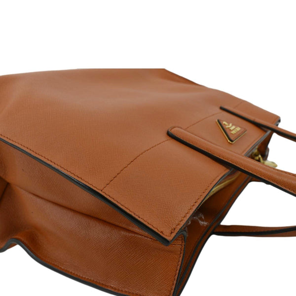 PRADA Saffiano Leather Top Handle Satchel Bag Orange