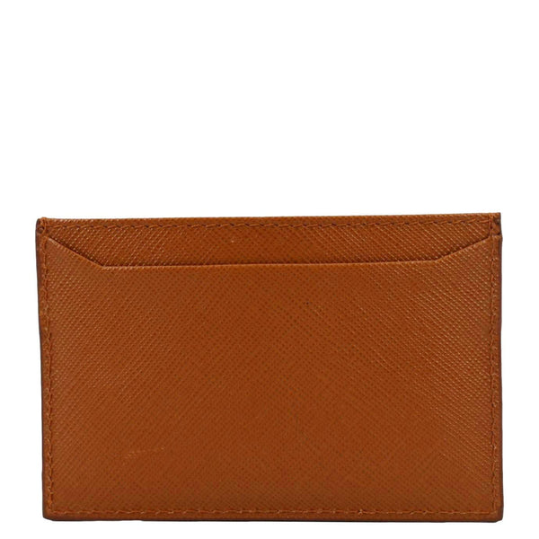 PRADA Saffiano Leather Card Holder Wallet Orange