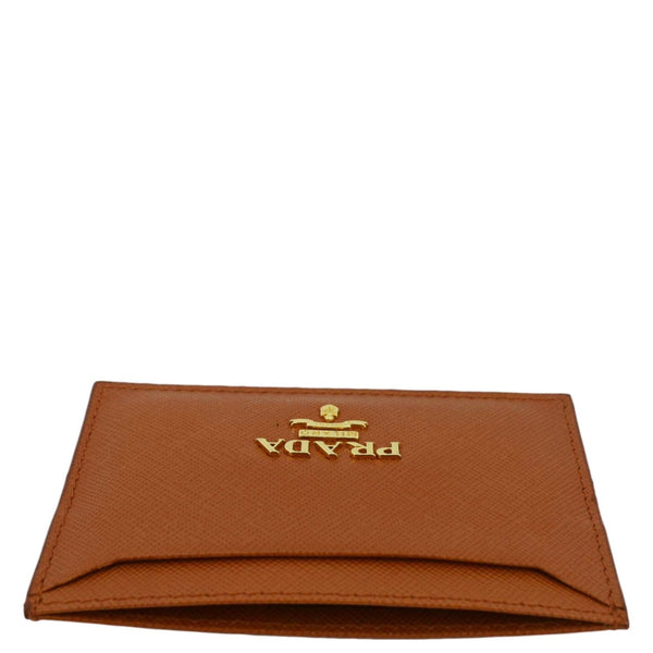 PRADA Saffiano Leather Card Holder Wallet Orange