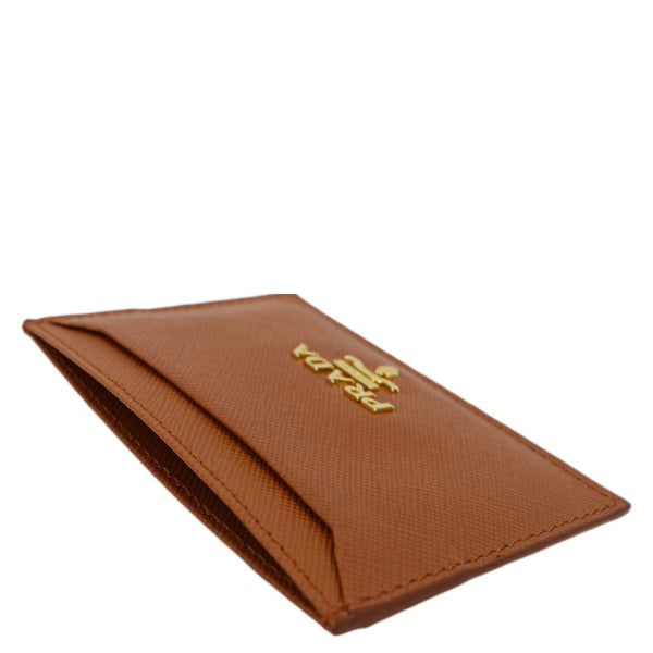 PRADA Saffiano Leather Card Holder Wallet Orange