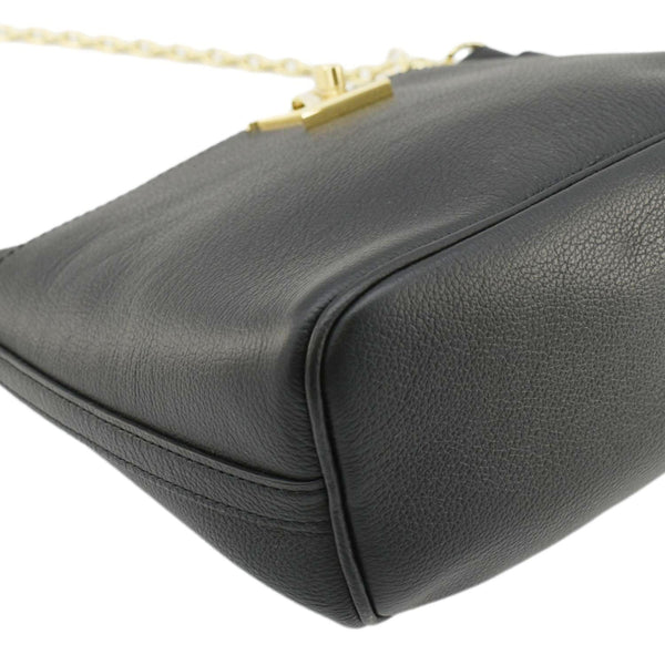 LOUIS VUITTON Lock and Walk Lockme Leather Bucket Shoulder Bag Black