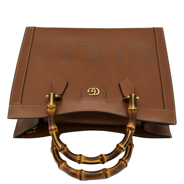 GUCCI Diana Medium Leather Top Handle Shoulder Bag Brown 655658