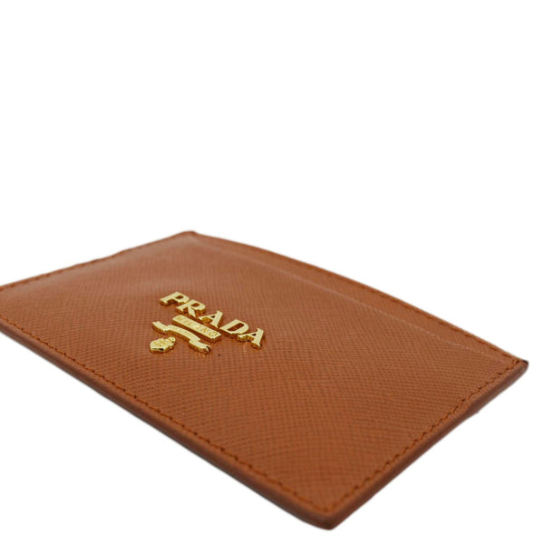 PRADA Saffiano Leather Card Holder Wallet Orange