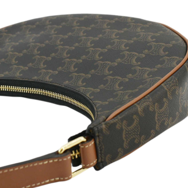 CELINE Ava Triomphe Canvas Calfskin Shoulder Bag Tan