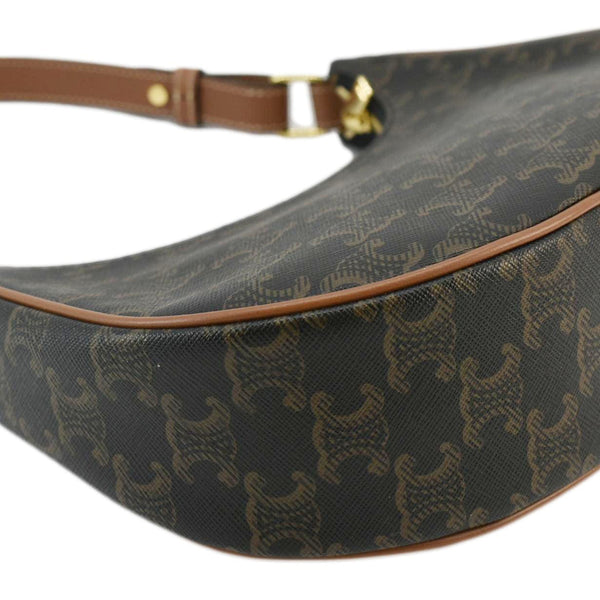 CELINE Ava Triomphe Canvas Calfskin Shoulder Bag Tan