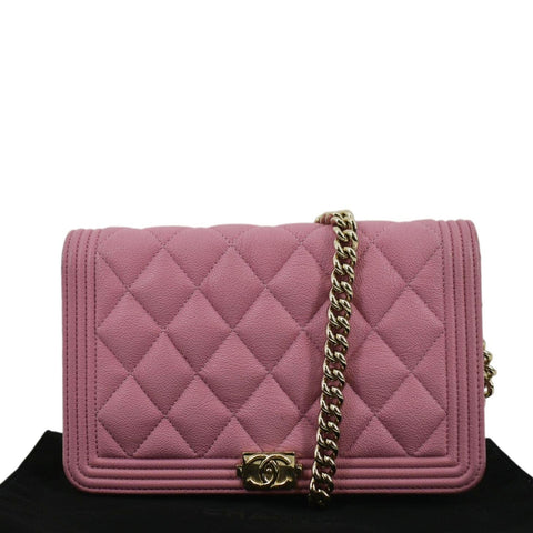 CHANEL Boy Flap Quilted Leather Shoulder Bag Pink