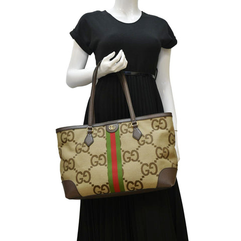 GUCCI Ophidia Jumbo GG Supreme Canvas Tote Bag Beige 631685