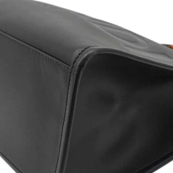 FENDI Sunshine Plexiglass Medium Leather Shopper Tote Bag Black