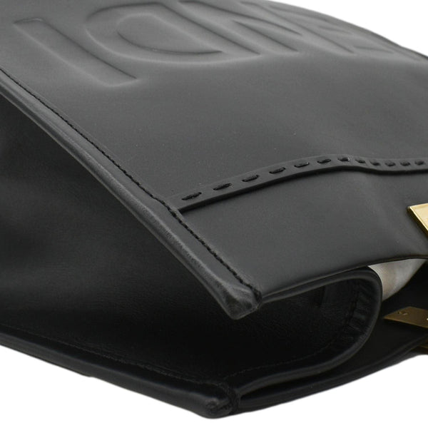 FENDI Sunshine Plexiglass Medium Leather Shopper Tote Bag Black