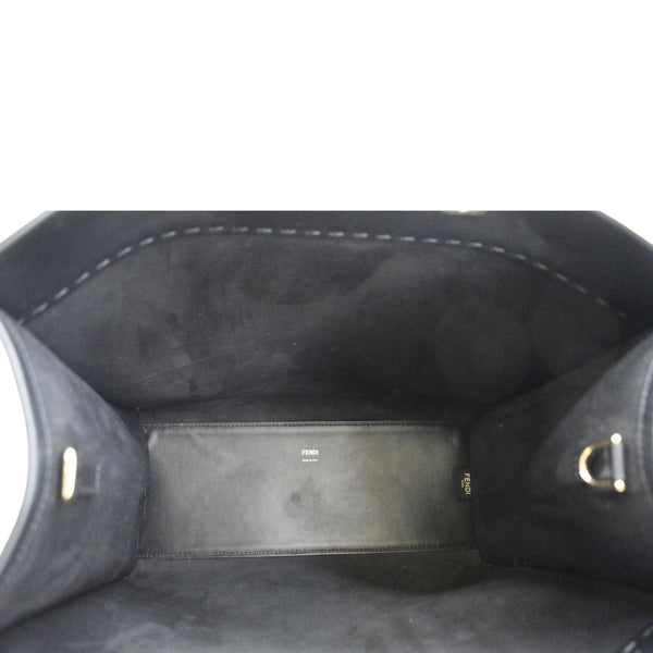 FENDI Sunshine Plexiglass Medium Leather Shopper Tote Bag Black