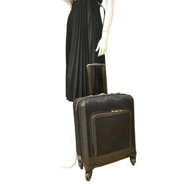 GUCCI Small Cabin Trolley Jumbo GG Supreme Canvas Travel Bag Black 451003