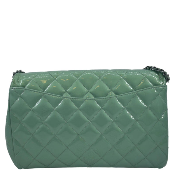 CHANEL Flap Quilted Patent Leather Shoulder Bag Green