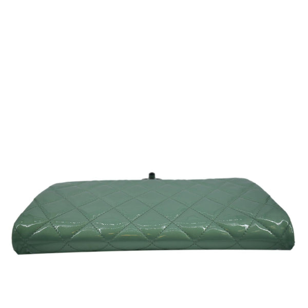 CHANEL Flap Quilted Patent Leather Shoulder Bag Green