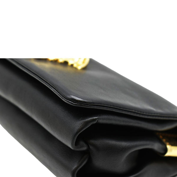 VERSACE Medusa Leather Chain Clutch Bag Black