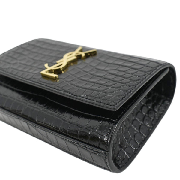 YVES SAINT LAURENT Kate Crocodile Embossed Leather Belt Bag Black