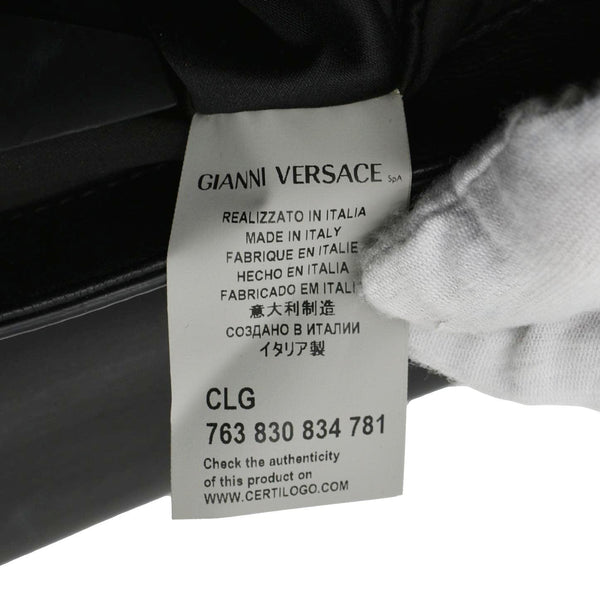 VERSACE Medusa Leather Chain Clutch Bag Black