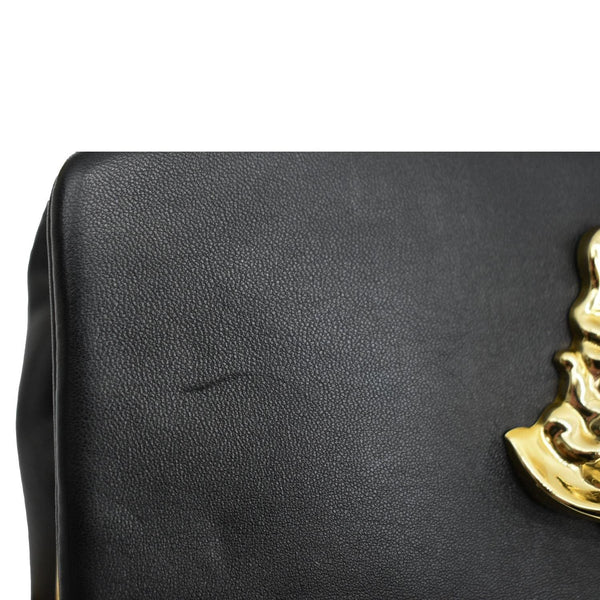 VERSACE Medusa Leather Chain Clutch Bag Black