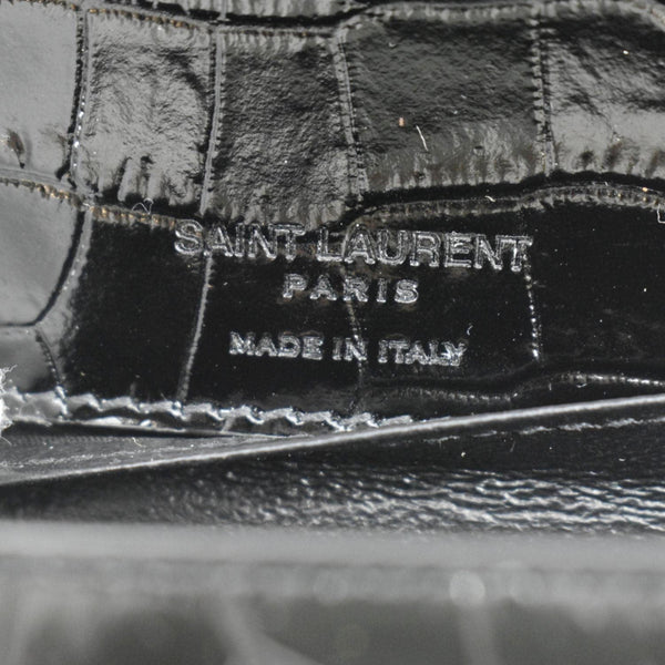 YVES SAINT LAURENT Kate Crocodile Embossed Leather Belt Bag Black