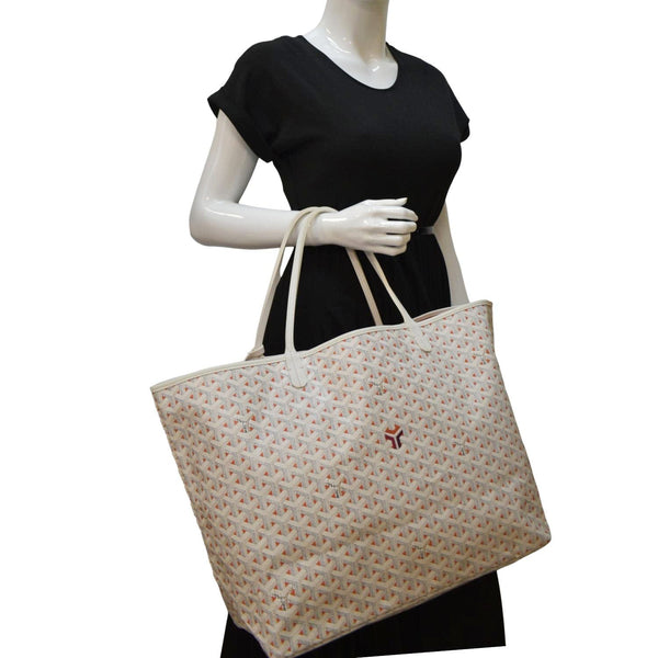 GOYARD Saint Louis Claire Voie GM Canvas Tote Shoulder Bag White