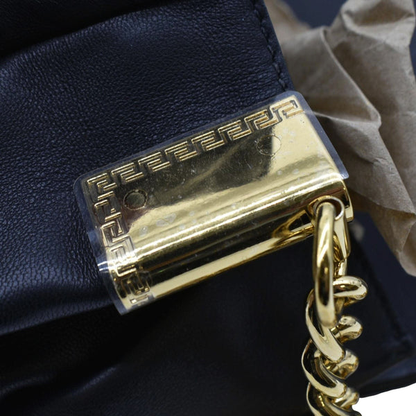 VERSACE Medusa Leather Chain Clutch Bag Black