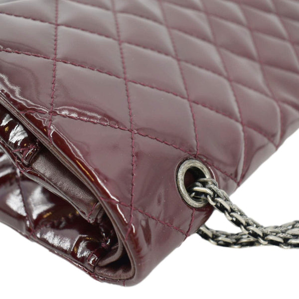 CHANEL 2.55 Reissue Double Flap Patent Leather Shoulder Bag Maroon