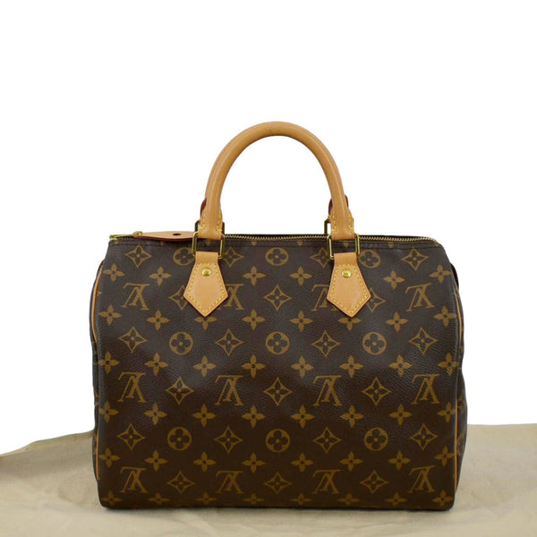 LOUIS VUITTON Speedy 30 Monogram Canvas Satchel Bag Brown