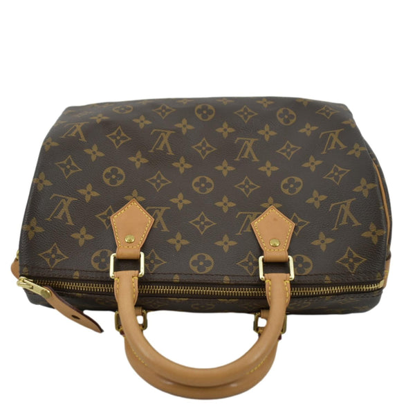 LOUIS VUITTON Speedy 30 Monogram Canvas Satchel Bag Brown